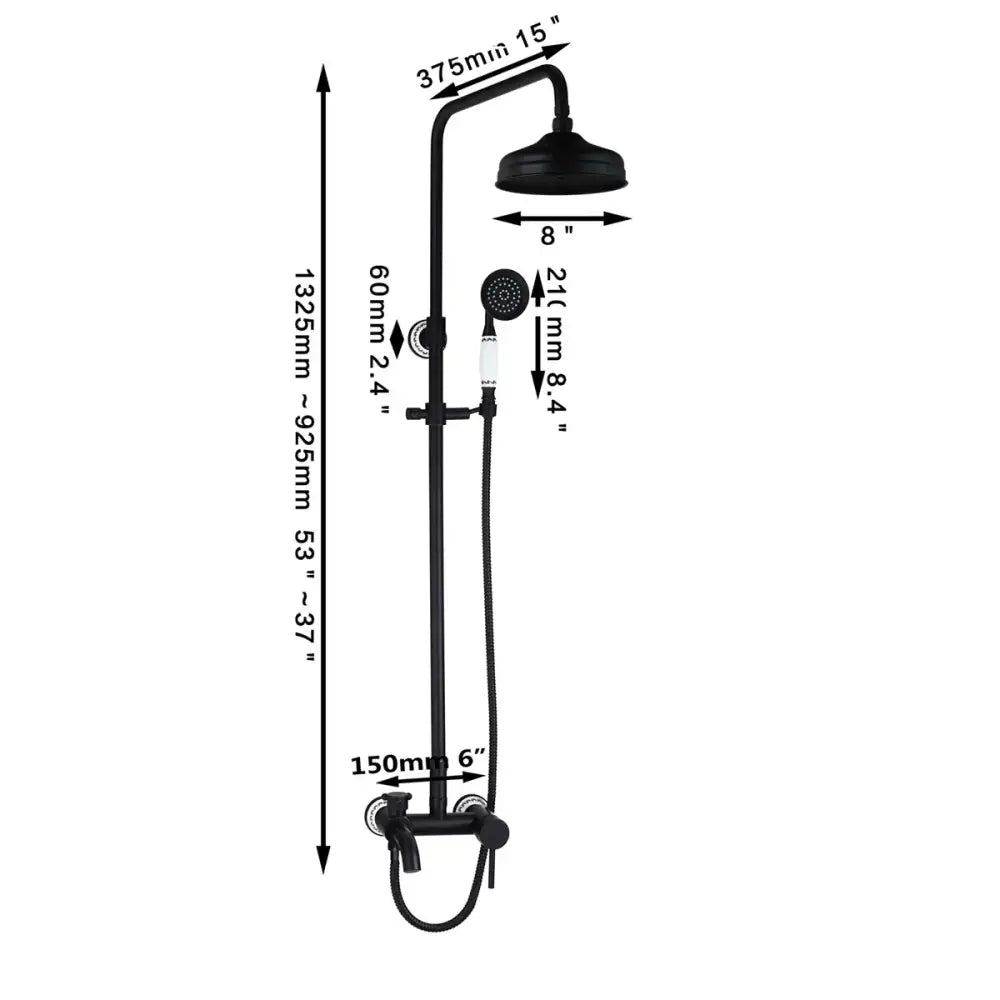 Matte black & white rain shower set with handheld spray bathroom