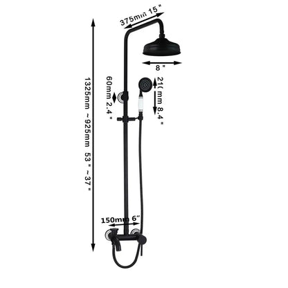 Matte black & white rain shower set with handheld spray bathroom