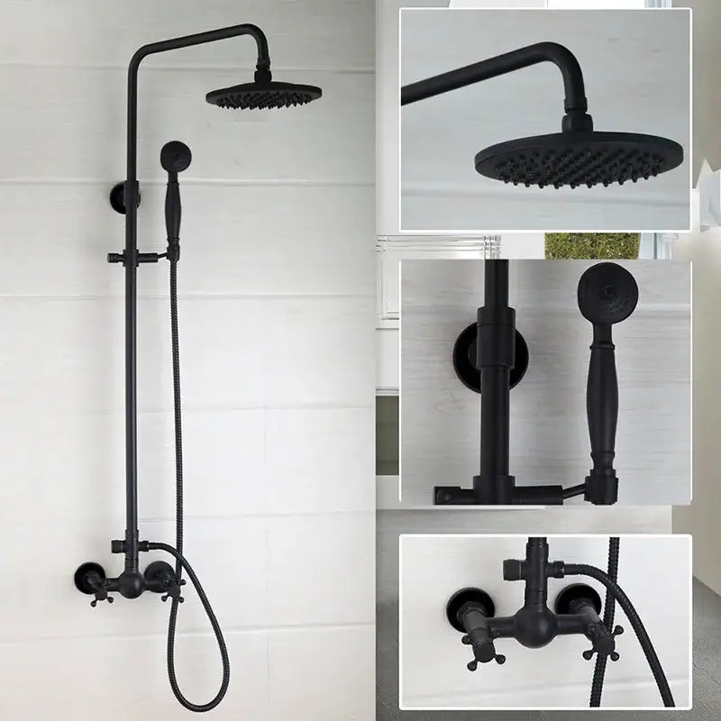 Matte black & white rain shower set with handheld spray bathroom