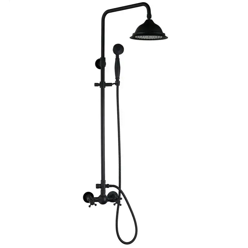 Matte black & white rain shower set with handheld spray bathroom