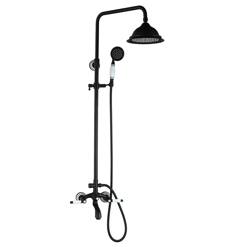 Matte black & white rain shower set with handheld spray bathroom