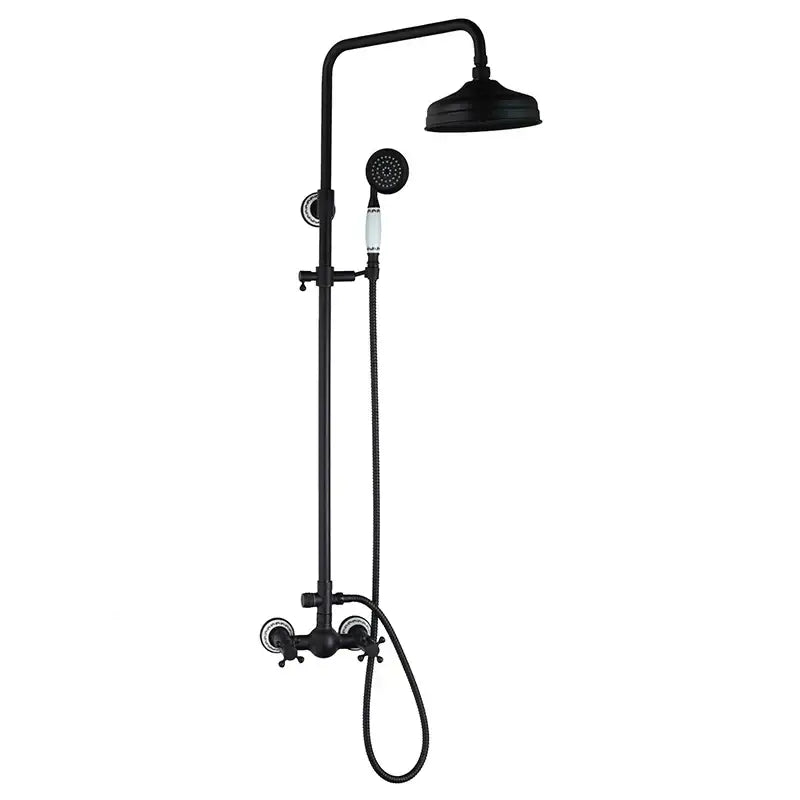 Matte black & white rain shower set with handheld spray bathroom