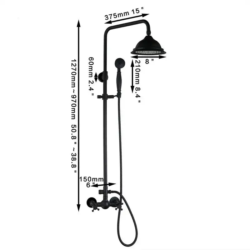 Matte black & white rain shower set with handheld spray bathroom
