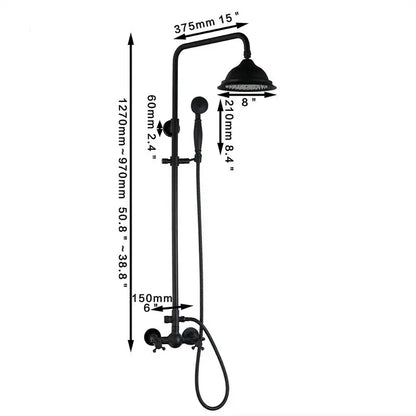 Matte black & white rain shower set with handheld spray bathroom