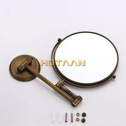 Antique brass shave makeup mirror bathroom extendable wall mount