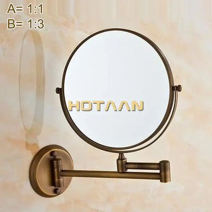 Antique brass shave makeup mirror bathroom extendable wall mount