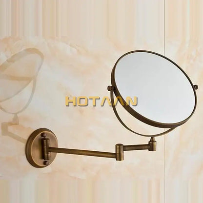 Antique brass shave makeup mirror bathroom extendable wall mount