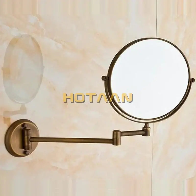Antique brass shave makeup mirror bathroom extendable wall mount