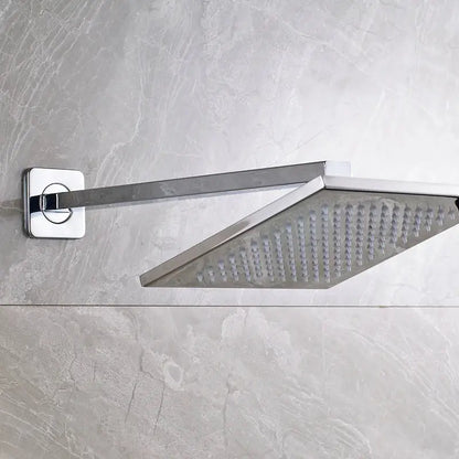 Modern black brass square led rainfall shower head for bathroom