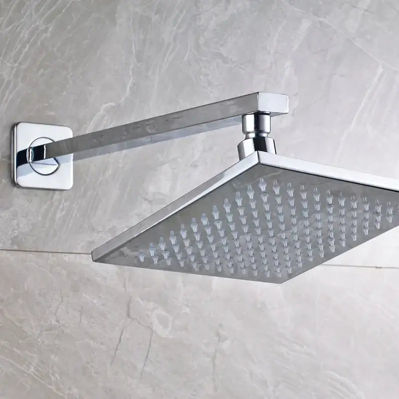 Modern black brass square led rainfall shower head for bathroom