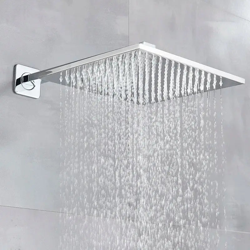 Modern black brass square led rainfall shower head for bathroom