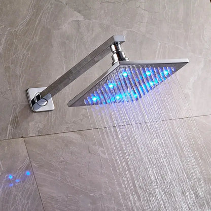 Modern black brass square led rainfall shower head for bathroom