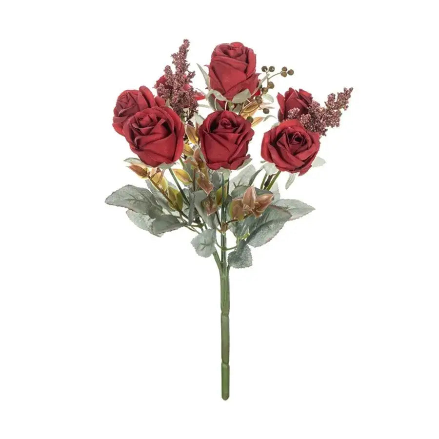 White rose and brown leaf peony silk bouquet wedding home decoration