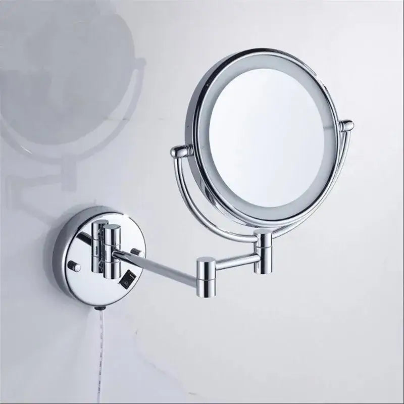 Sleek chrome led folding makeup mirror bathroom wall mount