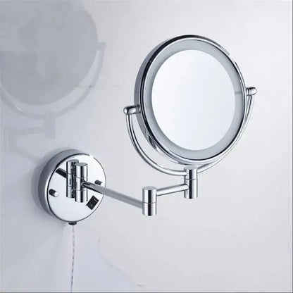 Sleek chrome led folding makeup mirror bathroom wall mount