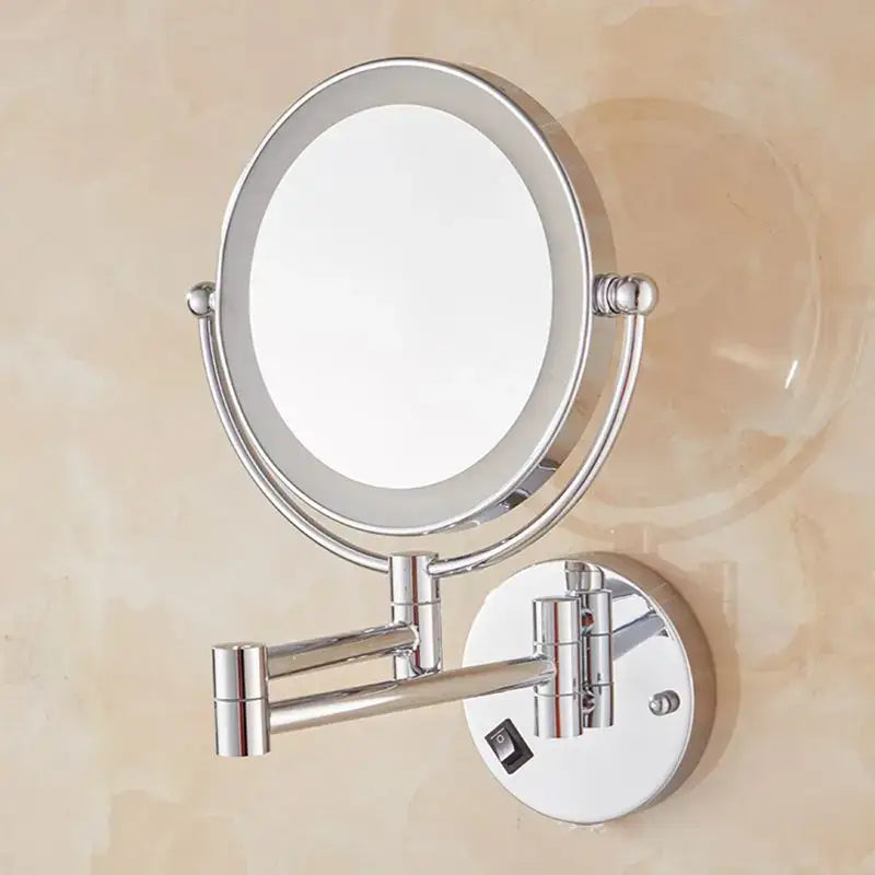 Sleek chrome led folding makeup mirror bathroom wall mount