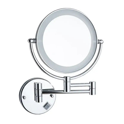 Sleek chrome led folding makeup mirror bathroom wall mount