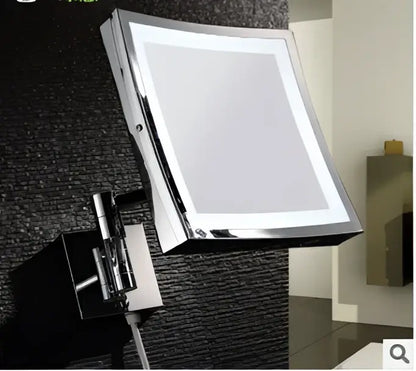 Silver square led magnifying wall mirror bedroom makeup light