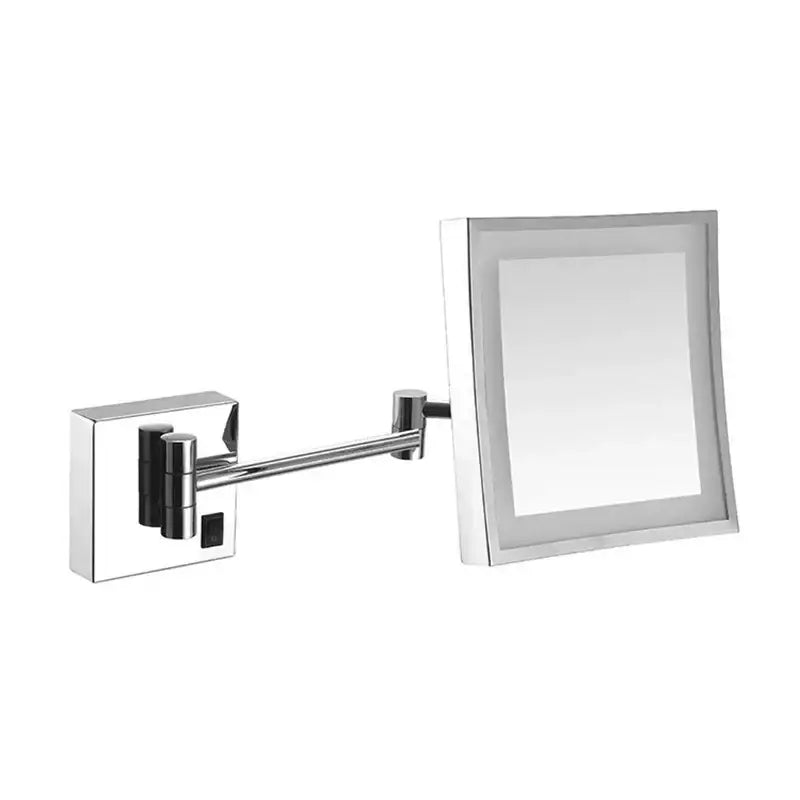 Silver square led magnifying wall mirror bedroom makeup light