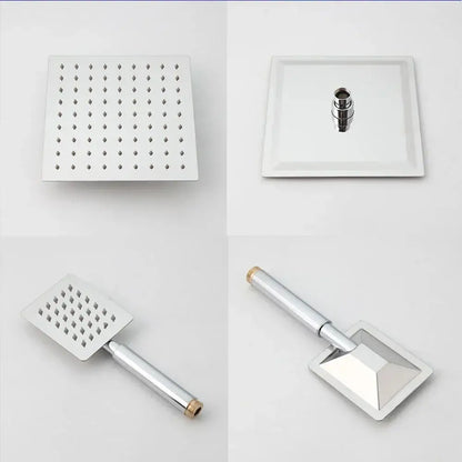 Modern chrome rainfall shower set with handheld faucet bathroom