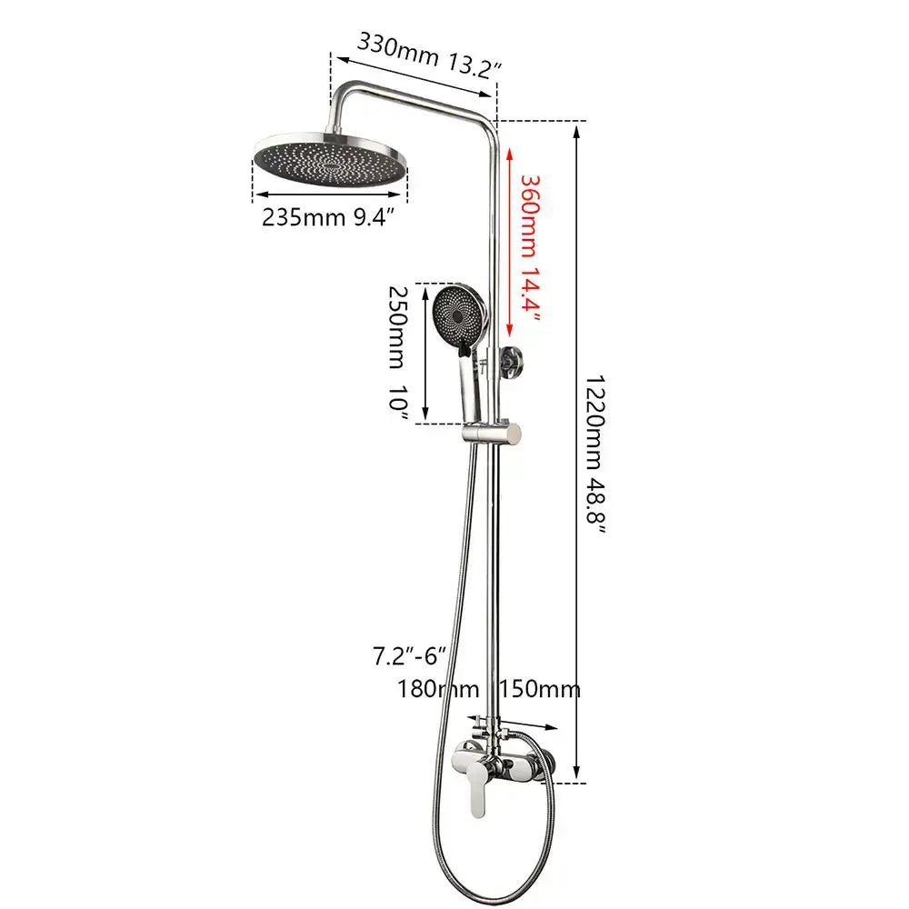 8 inch stainless steel rainfall shower set with handheld for bathroom