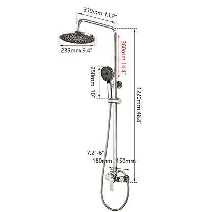 8 inch stainless steel rainfall shower set with handheld for bathroom