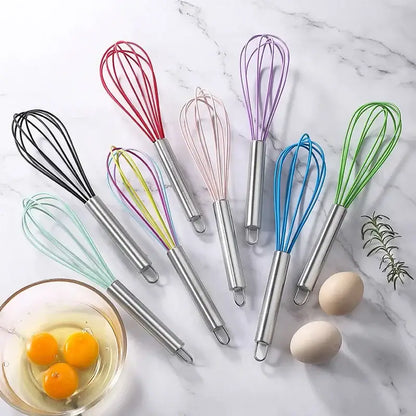 Colorful stainless steel silicone whisk mixer kitchen baking tool