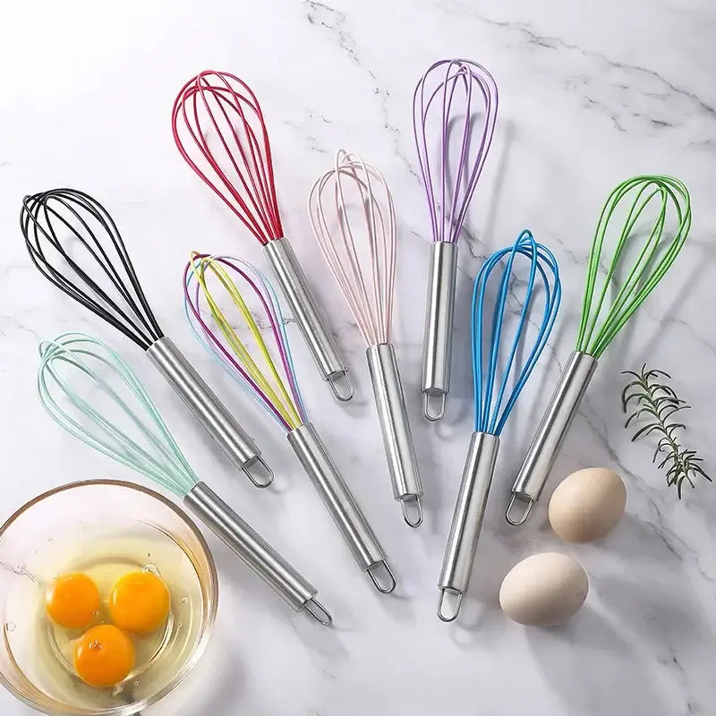 Colorful stainless steel silicone whisk mixer kitchen baking tool