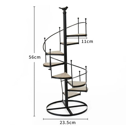 Black 8-layer stair shape iron plant stand living room spiral shelf