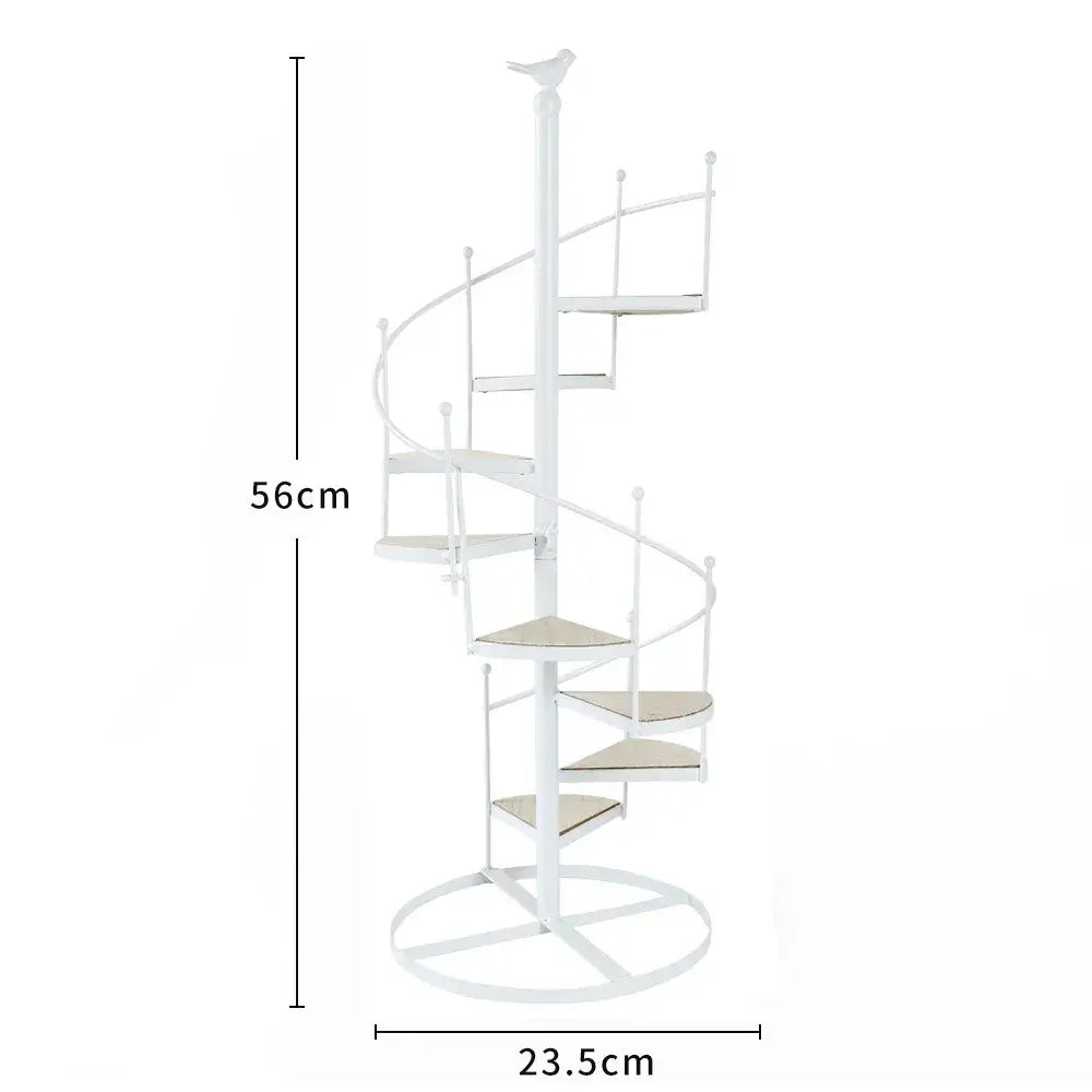 Black 8-layer stair shape iron plant stand living room spiral shelf