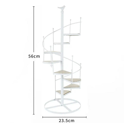 Black 8-layer stair shape iron plant stand living room spiral shelf
