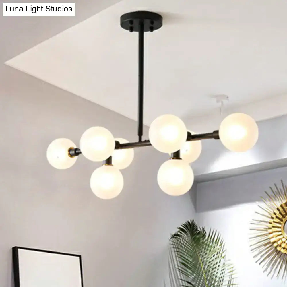 Black nordic globe amber glass chandelier dining room pendant light