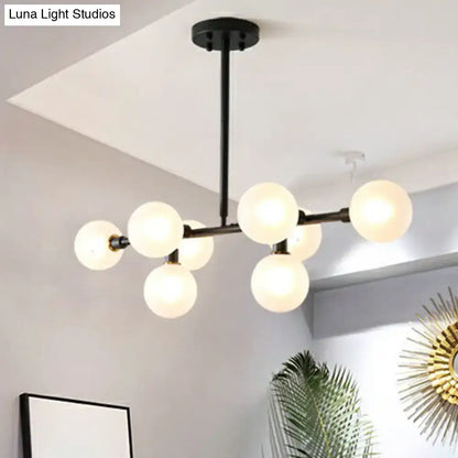 Black nordic globe amber glass chandelier dining room pendant light