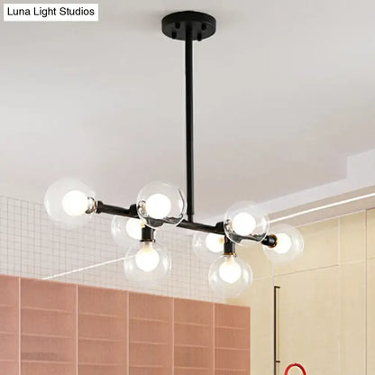 Black nordic globe amber glass chandelier dining room pendant light