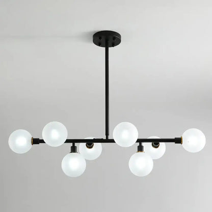 Black nordic globe amber glass chandelier dining room pendant light