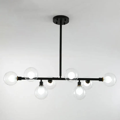Black nordic globe amber glass chandelier dining room pendant light