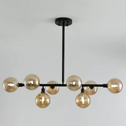 Black nordic globe amber glass chandelier dining room pendant light