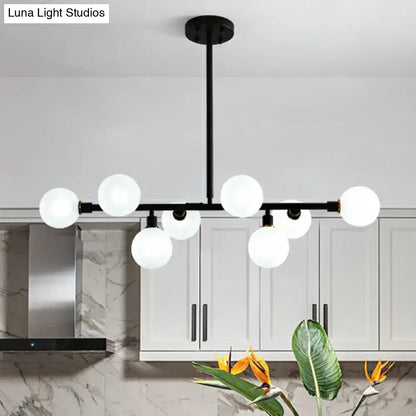 Black nordic globe amber glass chandelier dining room pendant light