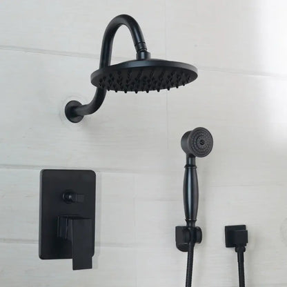 Matte black rainfall shower faucet set with handheld – bathroom