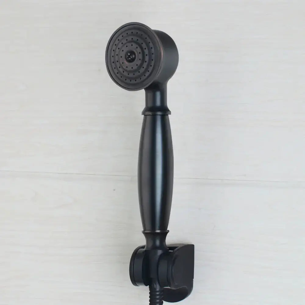 Matte black rainfall shower faucet set with handheld – bathroom