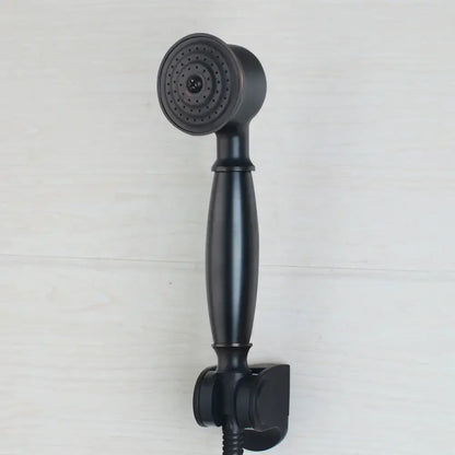 Matte black rainfall shower faucet set with handheld – bathroom