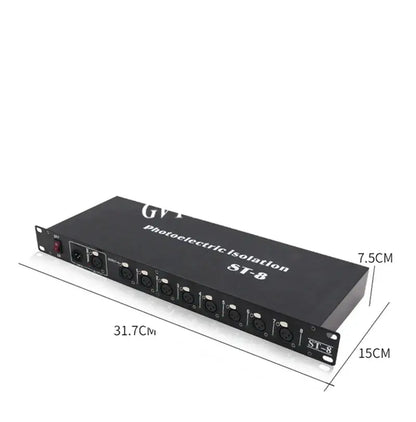 Black 8 port dmx signal amplifier splitter for living room lighting