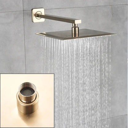 Modern gold rectangular rainfall shower faucet set bathroom fixture