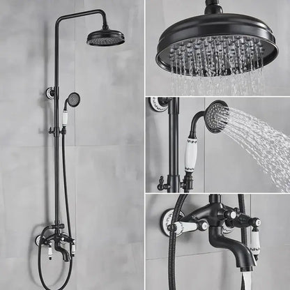 Matte black and white rainfall shower system with bathtub faucet bathroom hand shower