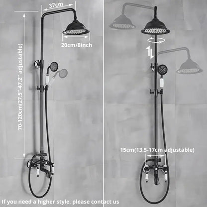 Matte black and white rainfall shower system with bathtub faucet bathroom hand shower