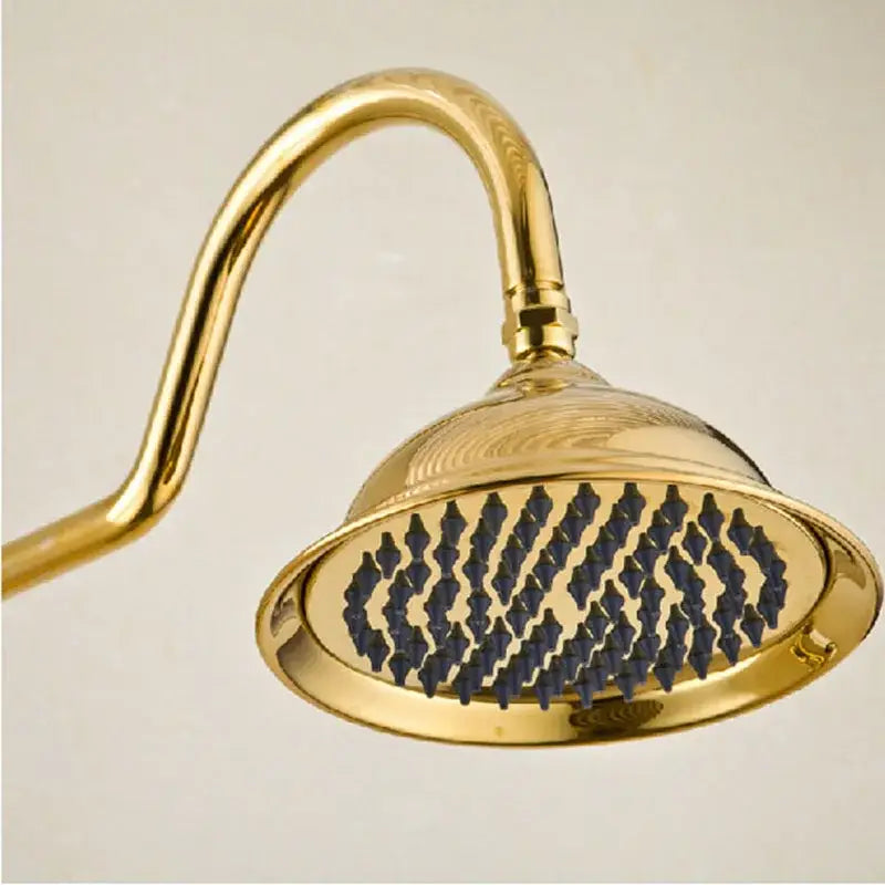 Gold and white ceramic rainfall shower tub faucet set bathroom