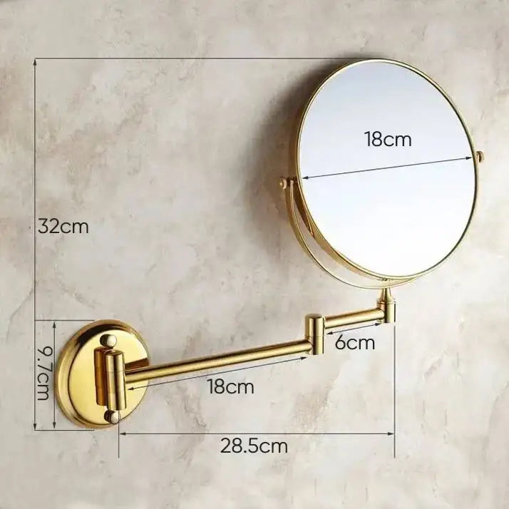 Modern brass dual makeup mirror bedroom magnifying wall mount