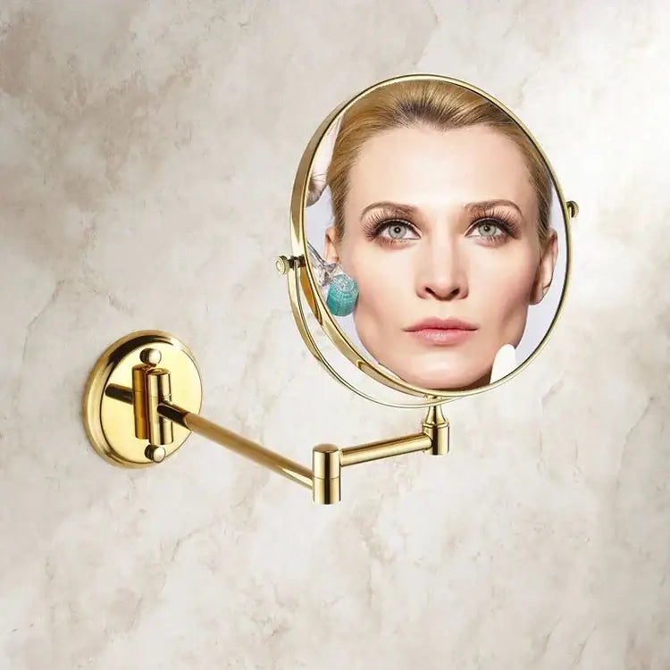 Modern brass dual makeup mirror bedroom magnifying wall mount