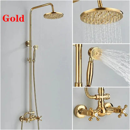 Modern gold square rainfall shower faucet set bathroom handshower