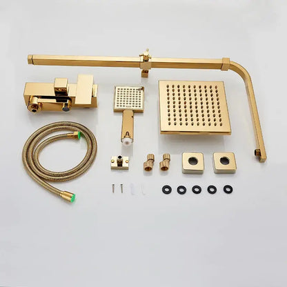 Modern gold square rainfall shower faucet set bathroom handshower